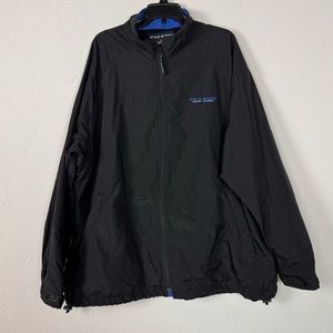 VTG Polo Ralph Lauren Sport Jacket Coat Windbreaker‎ Black Blue Full Zip Logo